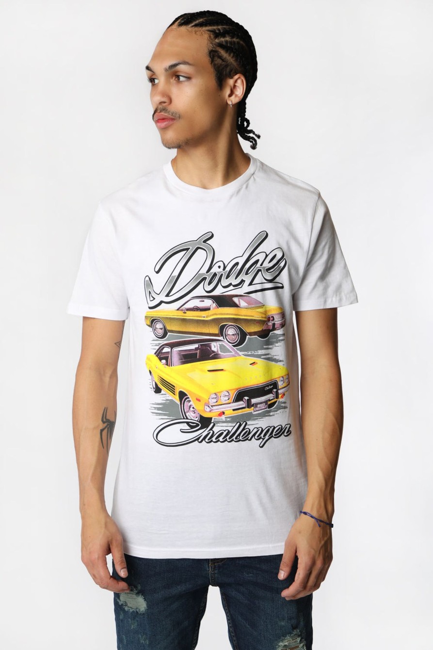 Mens West49 | Mens Dodge Challenger Retro T-Shirt White