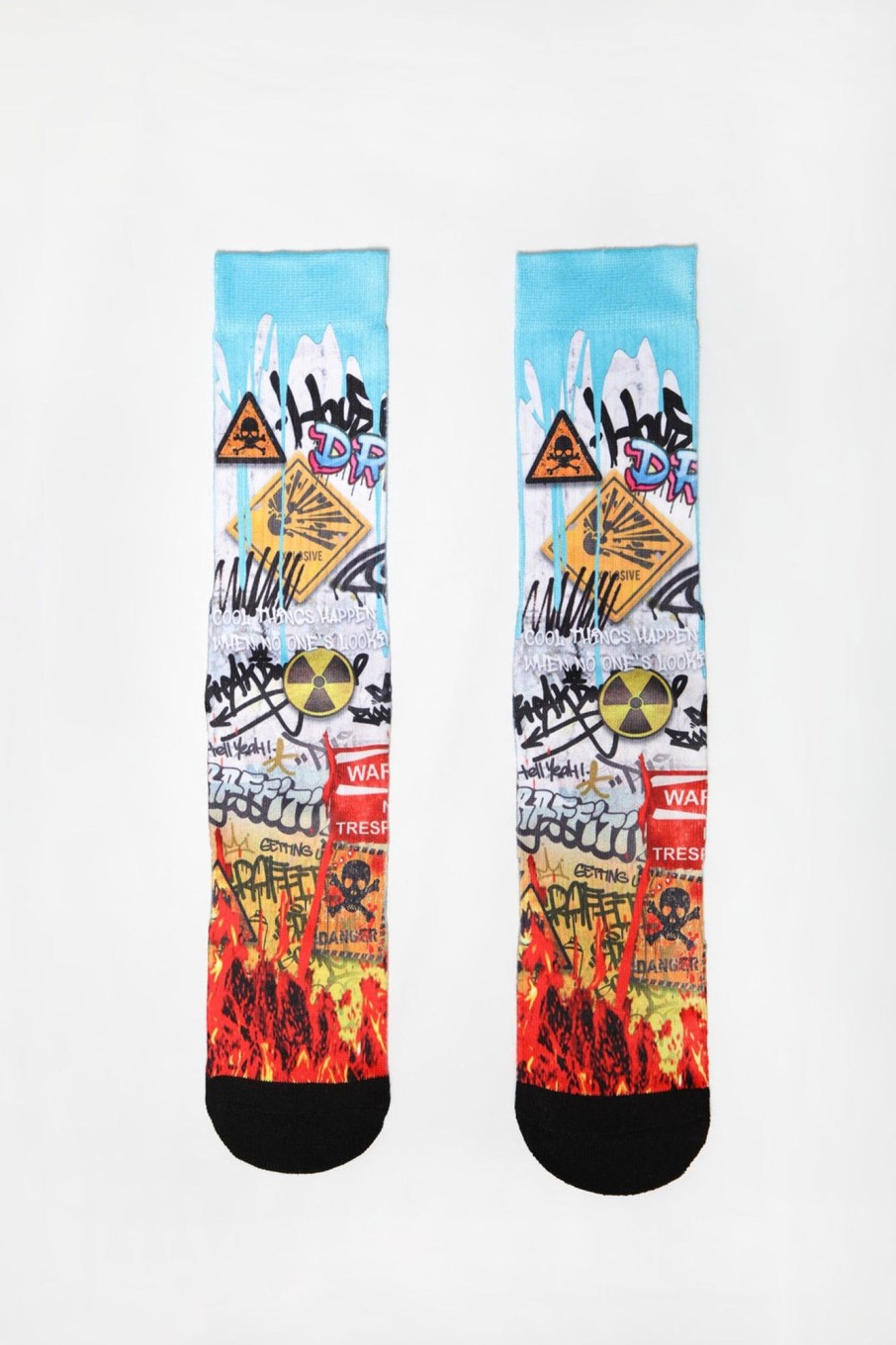 Youth Zoo York | Zoo York Youth Graffiti Print Crew Socks Blue