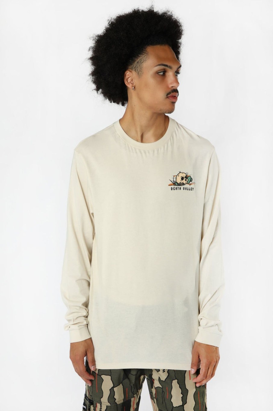 Mens Death Valley | Death Valley Mens Joshua Tree Long Sleeve Top Cream