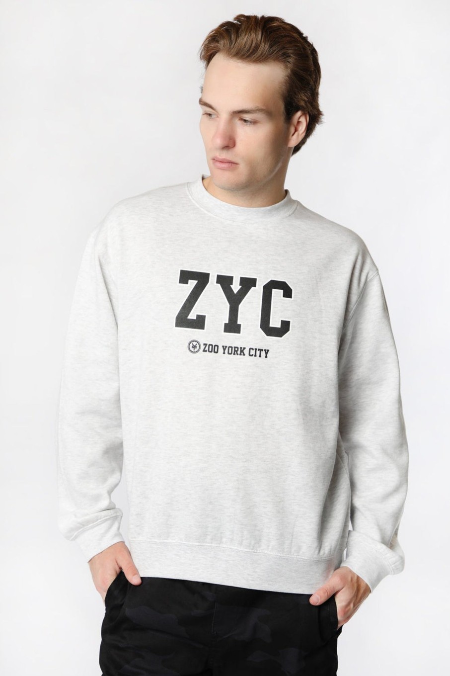 Mens Zoo York | Zoo York Mens Zyc Logo Sweatshirt Oatmeal