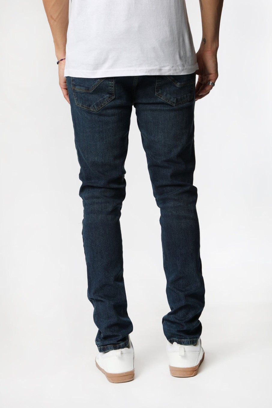 Mens West49 | West49 Mens Distressed Skinny Jeans Rinse Denim