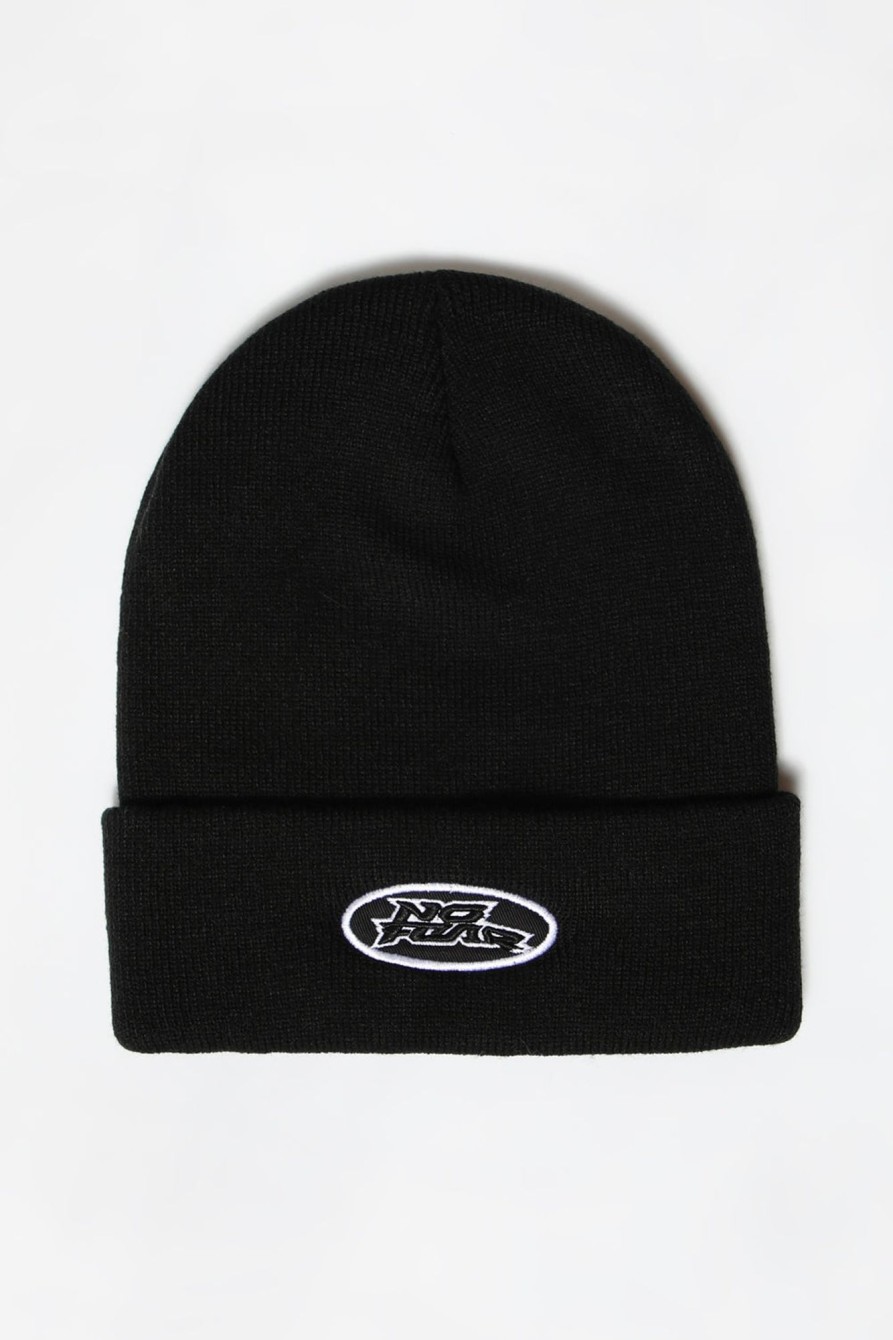 Mens No Fear | No Fear Mens Patch Logo Beanie Black