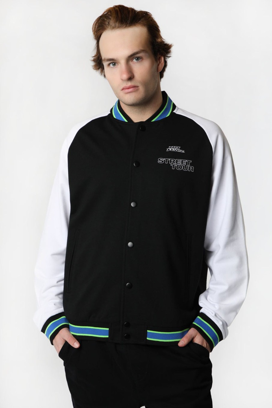 Mens No Fear | No Fear Mens Fleece Varsity Jacket Black