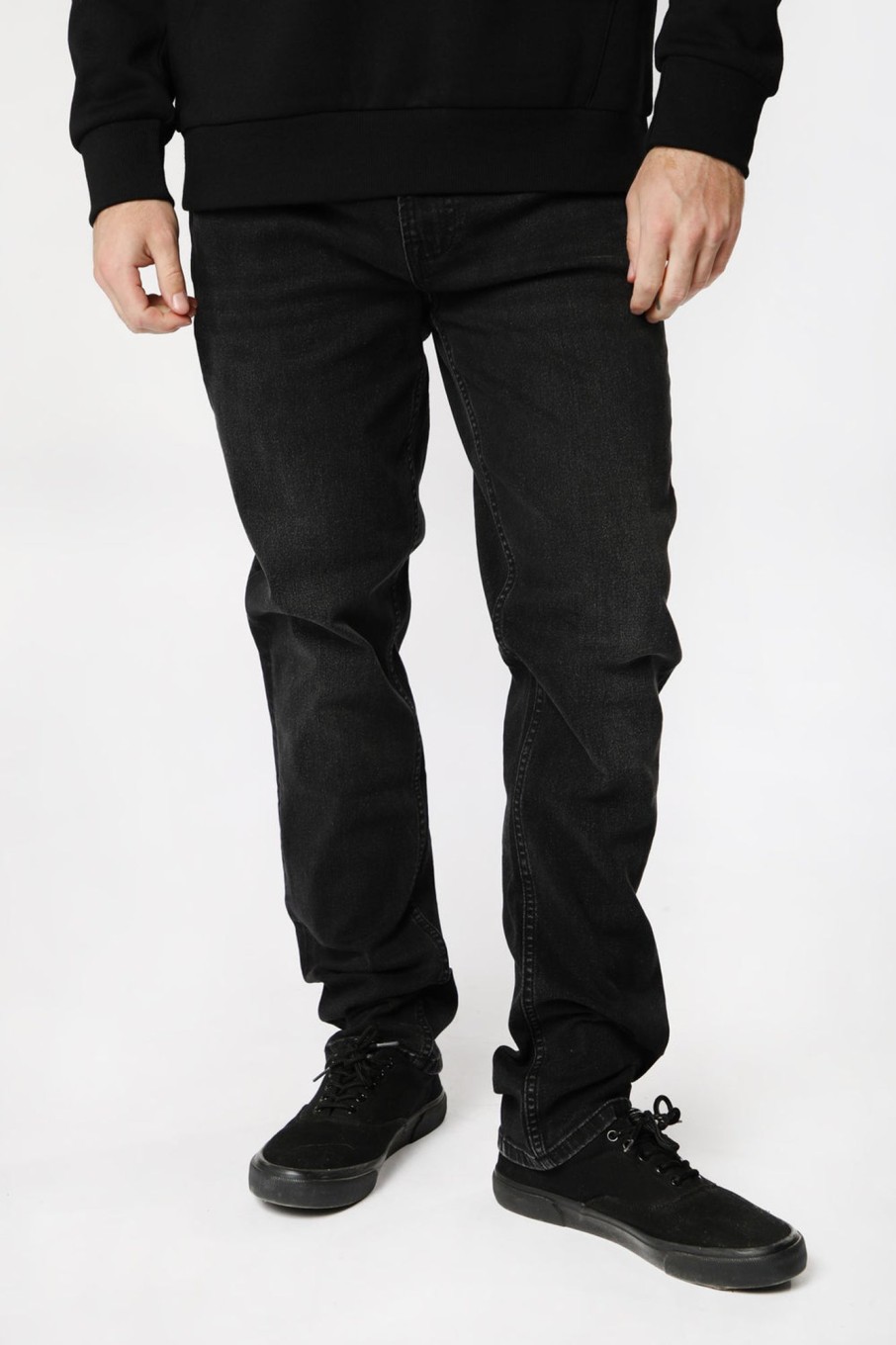 Mens West49 | West49 Mens Washed Black Slim Jeans Charcoal