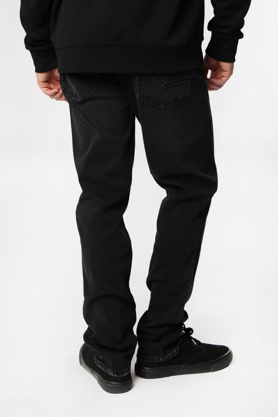 Mens West49 | West49 Mens Washed Black Slim Jeans Charcoal