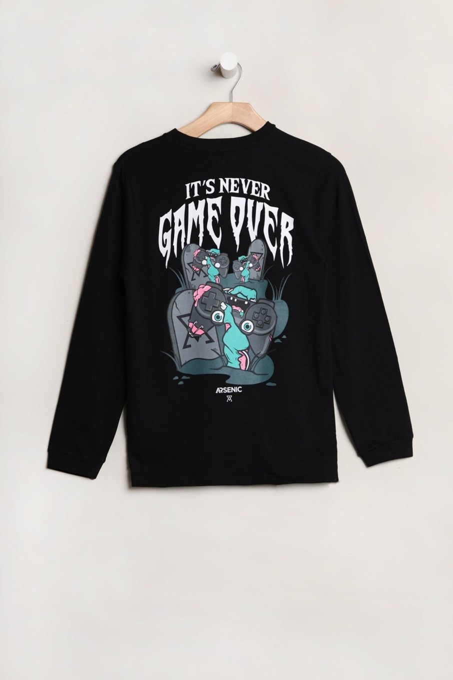 Youth Arsenic | Arsenic Youth It'S Never Game Over Long Sleeve Top Black