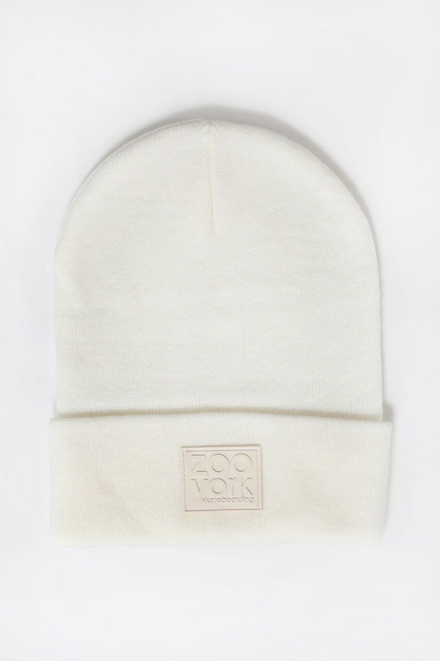 Unisex Zoo York | Zoo York Unisex Patch Logo Long Beanie Off White