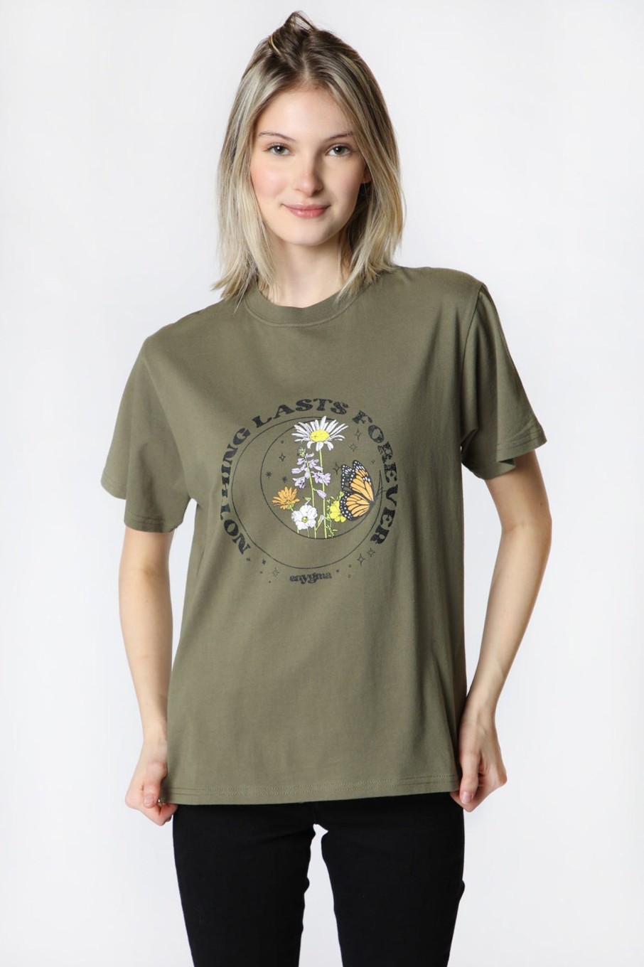 Womens Enygma | Womens Enygma Nothing Lasts Forever T-Shirt Olive