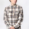 Mens Amnesia | Amnesia Mens Flannel Plaid Button-Up Sand