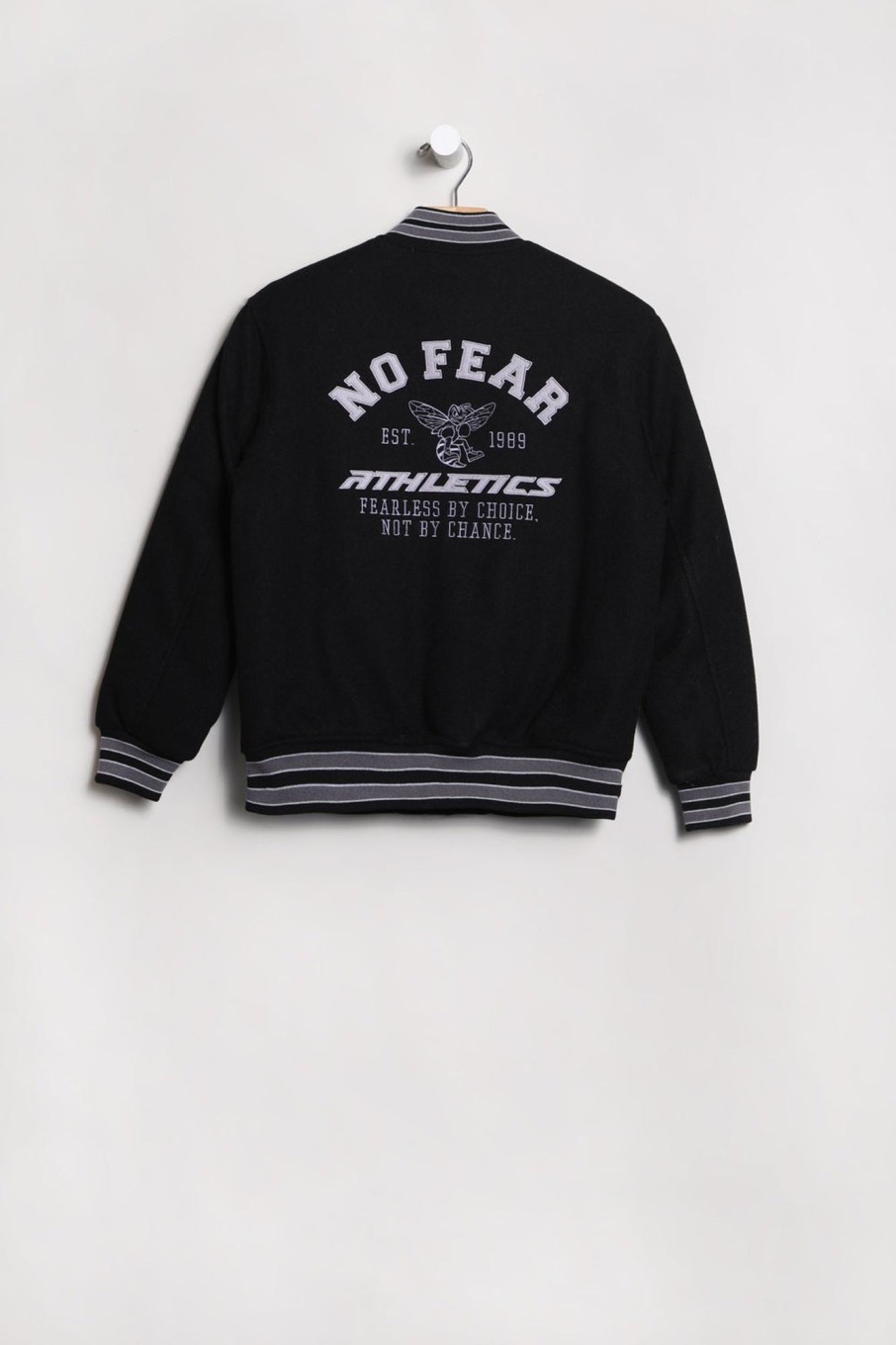 Youth No Fear | No Fear Youth Melton Varsity Jacket Black