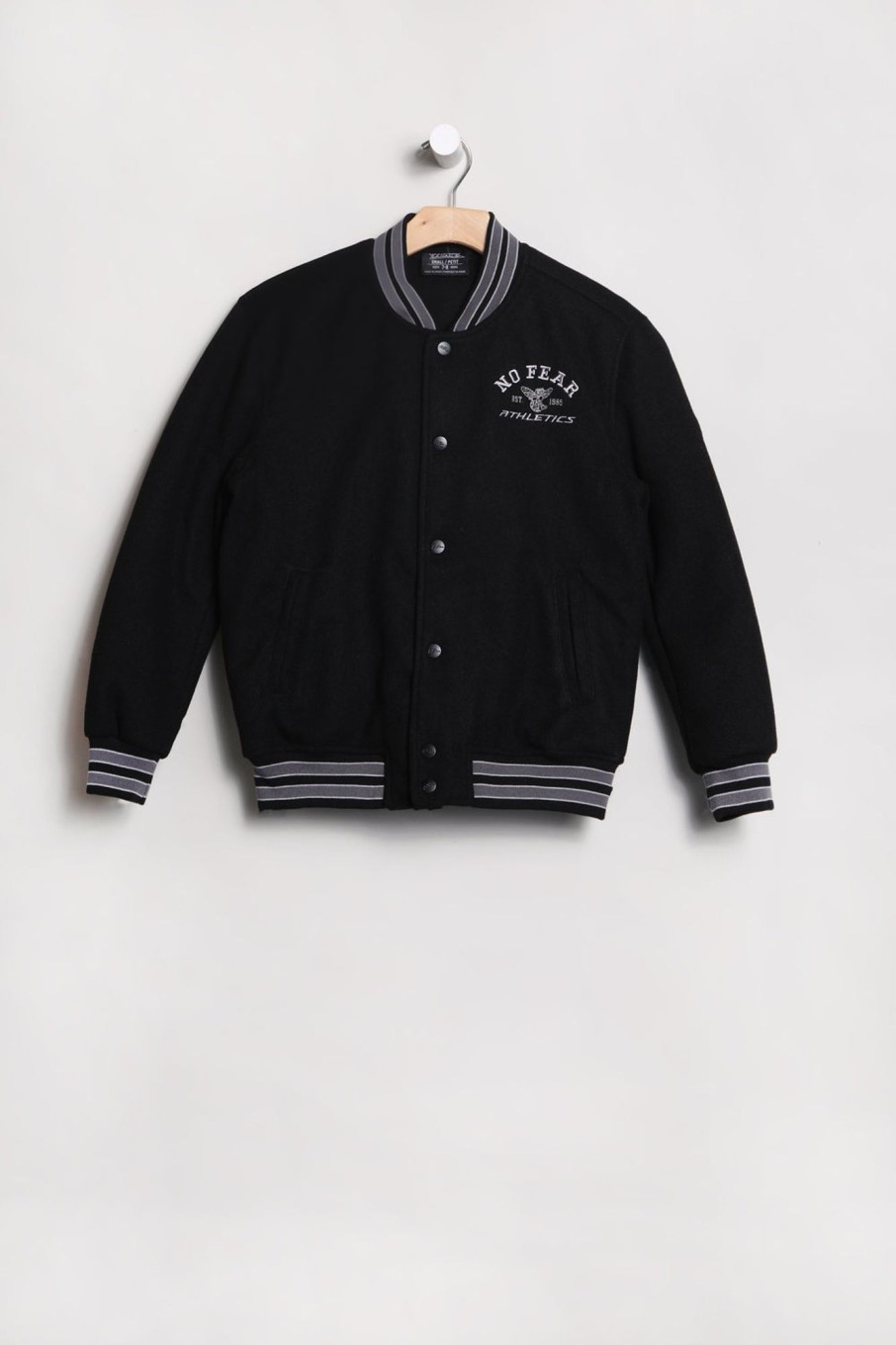 Youth No Fear | No Fear Youth Melton Varsity Jacket Black