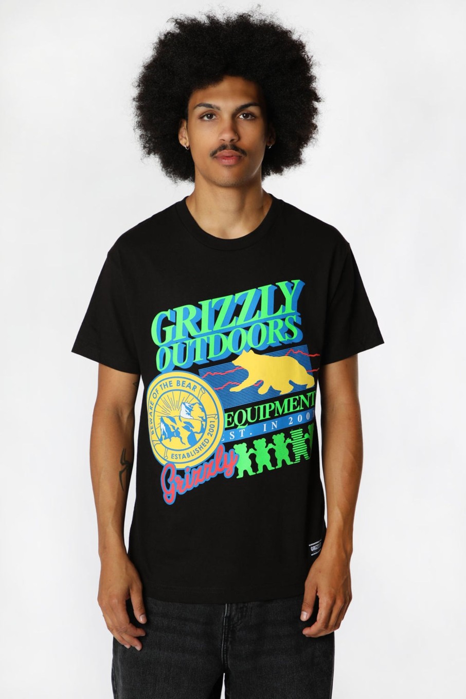 Mens Grizzly | Grizzly Neon Trail T-Shirt Black