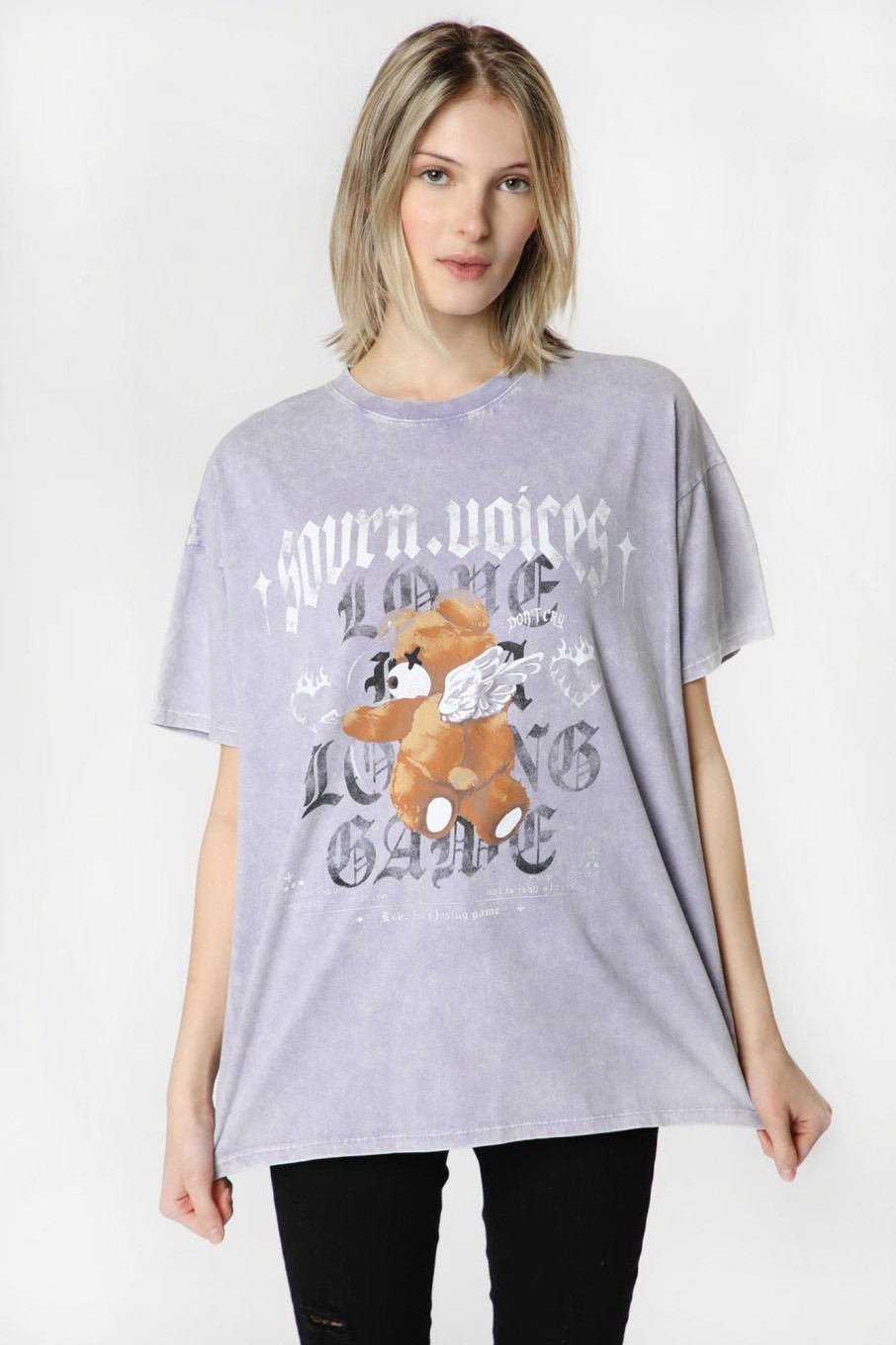 Womens Sovrn Voices | Womens Sovrn Voices Oversized Teddy Bear T-Shirt Lilac