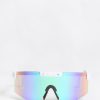 Mens West49 | West49 Printed Shield Sunglasses White