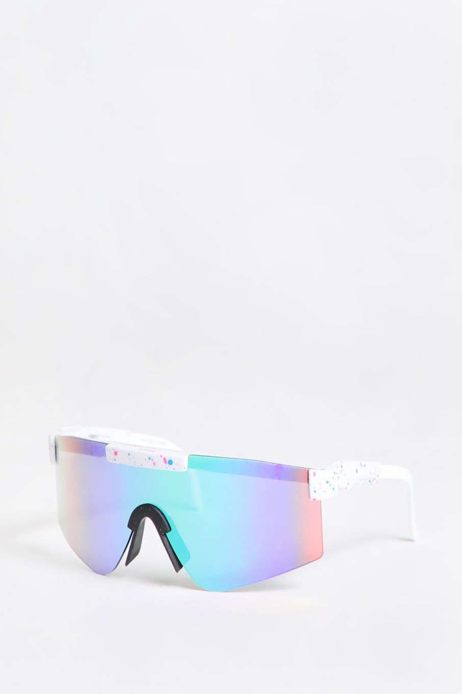 Mens West49 | West49 Printed Shield Sunglasses White