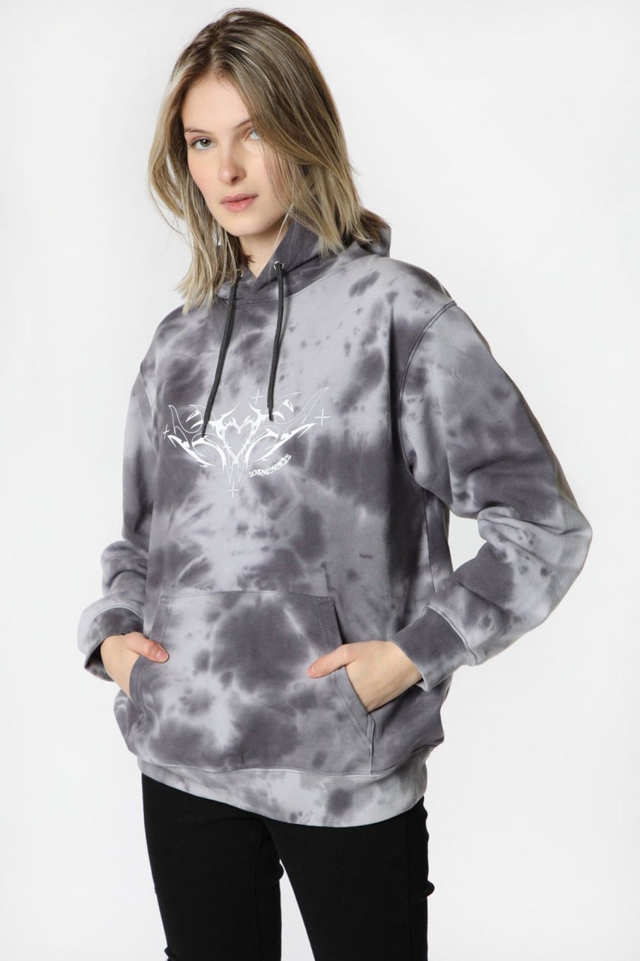 Womens Sovrn Voices | Womens Sovrn Voices Tie-Dye Hoodie Black With White