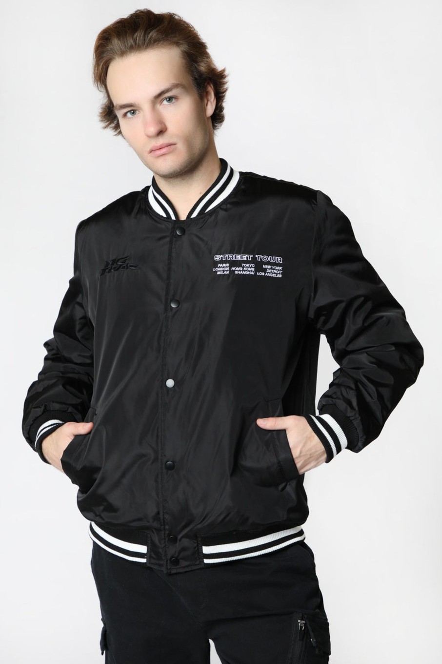 Mens No Fear | No Fear Mens Varsity Jacket Black