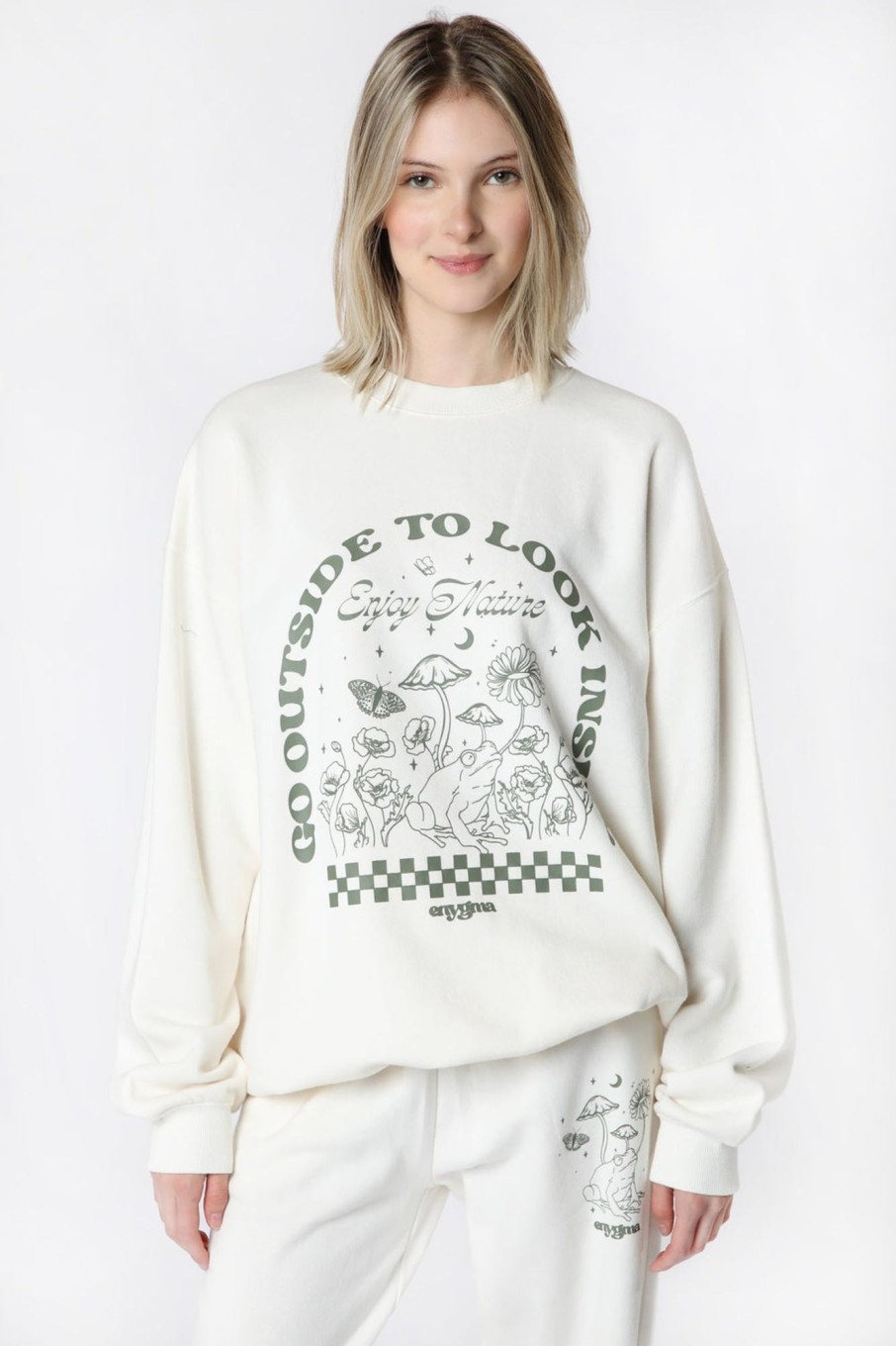 Womens Sovrn Voices | Womens Enygma Go Outside Sweatshirt Ivory