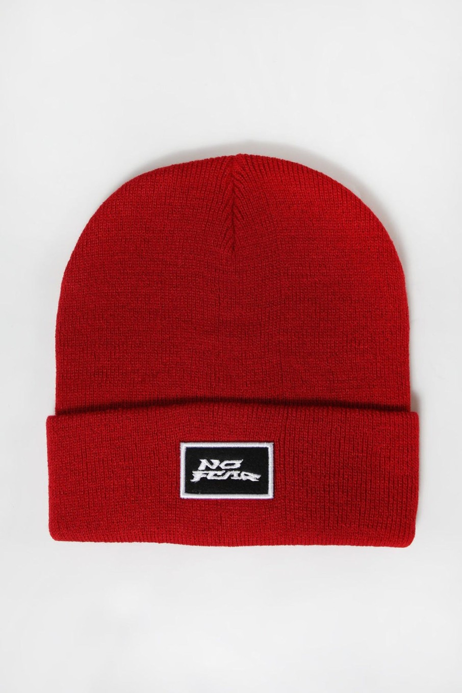 Mens No Fear | No Fear Mens Patch Logo Foldup Beanie Red