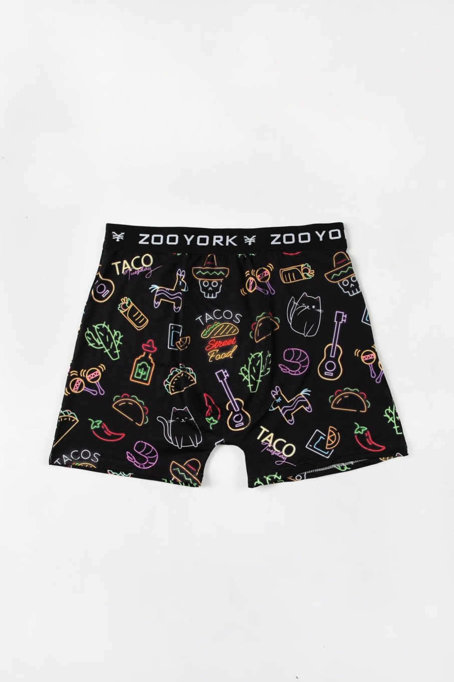 Mens Zoo York | Zoo York Mens Neon Taco Boxer Brief Black