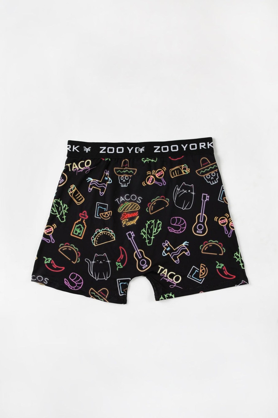 Mens Zoo York | Zoo York Mens Neon Taco Boxer Brief Black