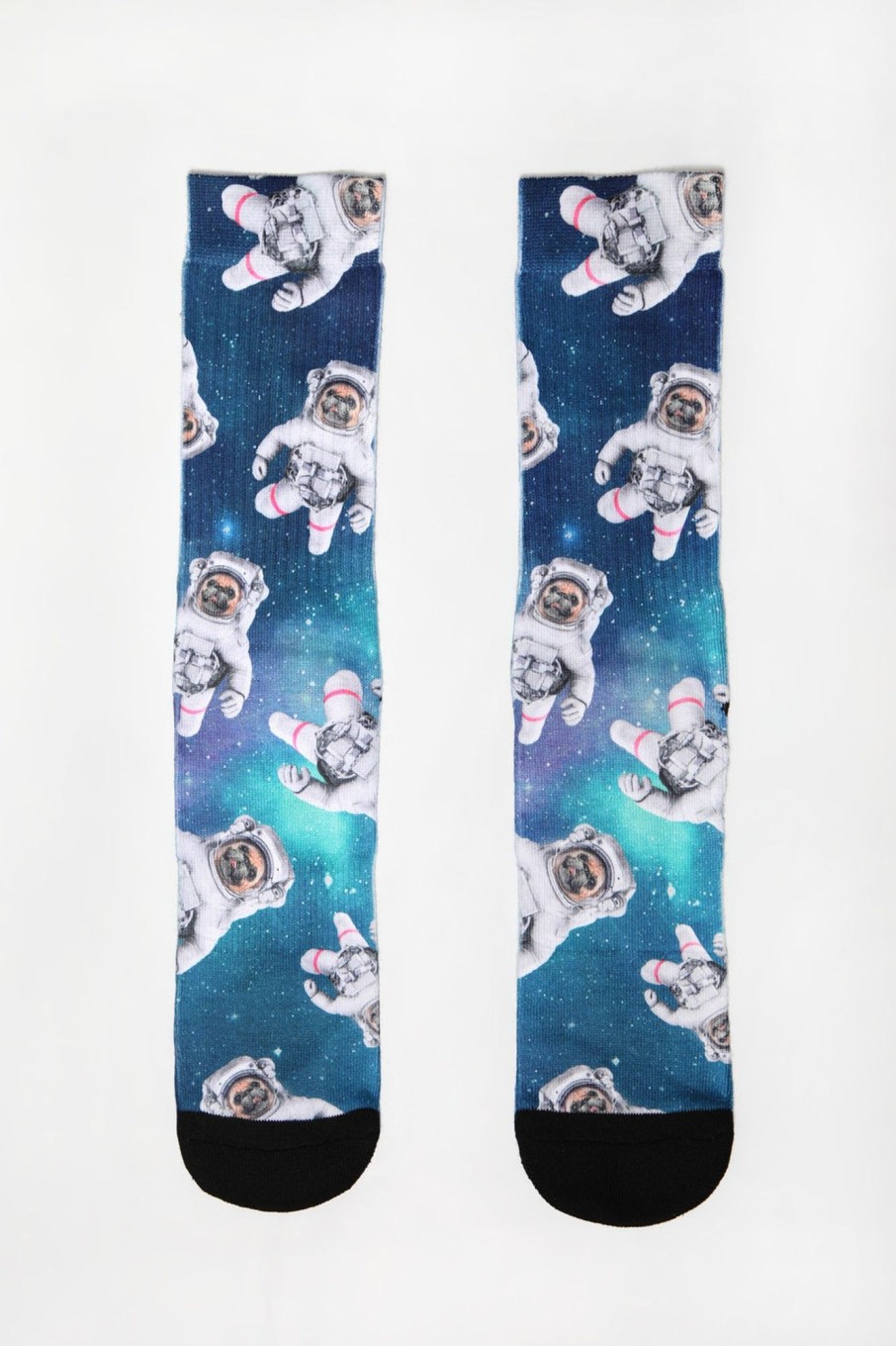 Mens Zoo York | Zoo York Mens Astronaut Pugs Crew Socks Green