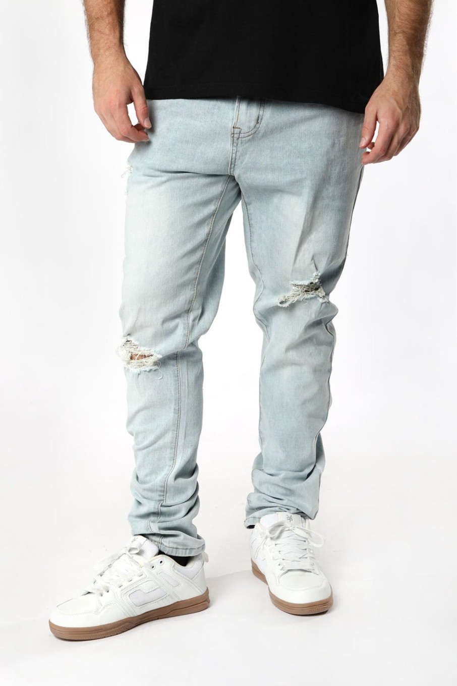 Mens West49 | West49 Mens Distressed Skinny Jeans Light Blue