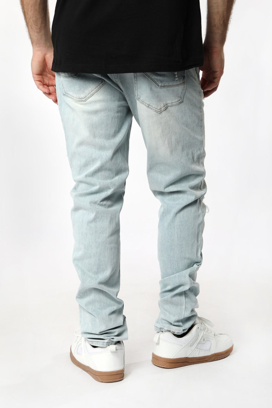 Mens West49 | West49 Mens Distressed Skinny Jeans Light Blue