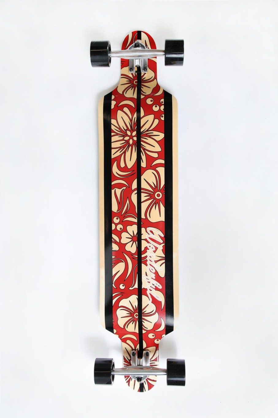 Skate Wonderful | Wonderful Striped Floral Longboard 42" Red